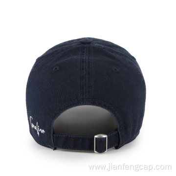 unisex navy blue dad hat with embroidered logo